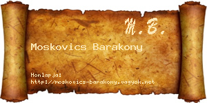 Moskovics Barakony névjegykártya
